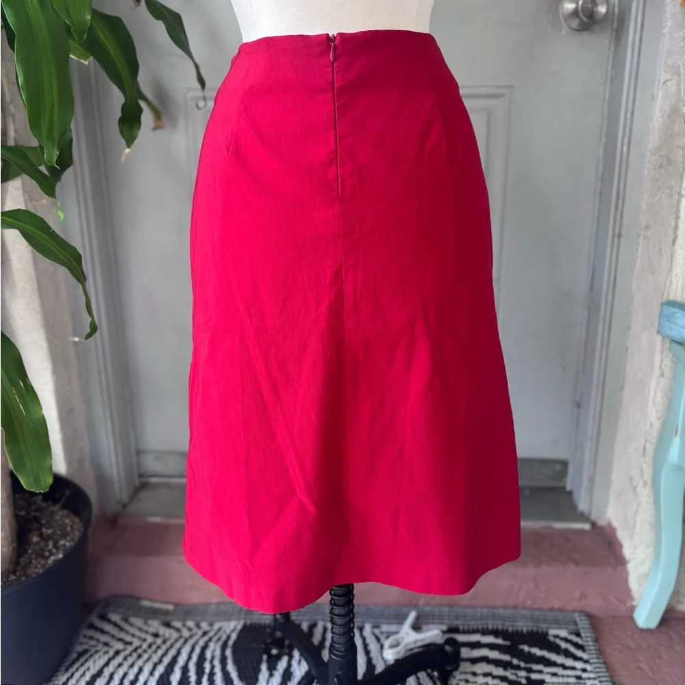 Poleci Embroidered Skirt Womens Sz 8 Vintage Stretch Red Made In USA 90s 80s